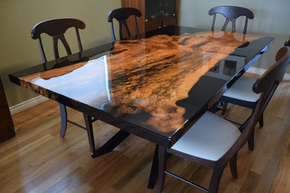 Spalted Maple Jet Black Epoxy Dinning Table Etsy UK