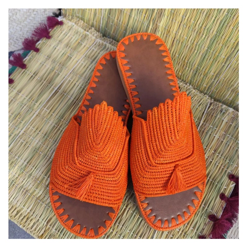 Moroccan Babouche Slippers Handmade Moroccan Leather Sandals Etsy