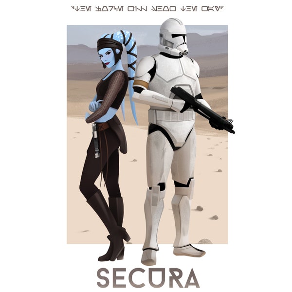 Aayla Secura and Minks poster print Star Wars Clone Wars clone trooper jedi