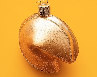 Lucky Fortune Cookie Glass Ornament - Food Kitchen Restaurant Dinner