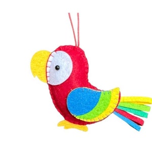 Parrot Felt Ornament -  Beach Tropical Island Rainforest Bird Lightweight Christmas Birthday Gift Wrapping Decorating Brazil Beach Tiki