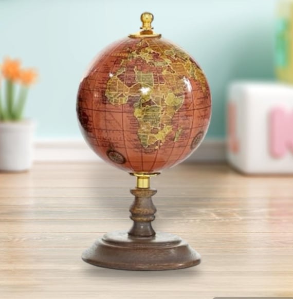 ピンクの小さな地球儀 - スチームパンクデスク 地球 アメリカ地図 旅行