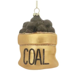 Bag Of Coal Glass Ornament Bad Kid Santa Gift Naughty Bbq Grill Food Cabin Christmas Funny  son daughter funny gag gift white elephant