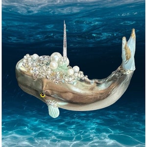 Adorno de cristal de ballena - Barbie Steampunk de peces, hadas del océano, sirenas y perlas náuticas