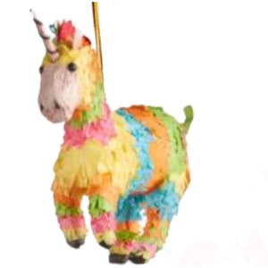 Unicorn Pony Piñata Ornament - Papier-Mache Lightweight paper Horse Magical Candy
