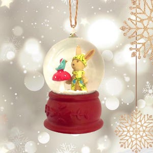 Bunny Rabbit Snow Globe Glass Ornament - Christmas Easter Woods North ...