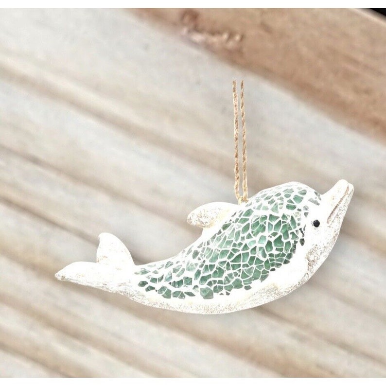 Dolphin Ornament Ceramic Glass Fish Ocean Nautical Beach Mermaid Island Chic Etsy