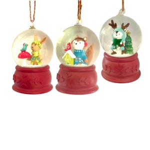 Bunny Rabbit Snow Globe Glass Ornament - Christmas Easter Woods North ...