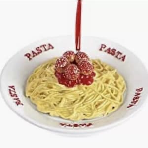 Ornamento de resina de macarrão - Almôndega Comida italiana Molho de tomate Jantar Americano Retro Café Restaurante Itália macarrão cozinhando chef Natal pai