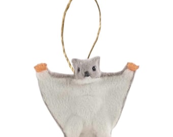 Flying Squirrel Ornament • Faux Fur Hair Realistic - Forest Woodland Animal Camping Woods Mountains Parks Critter Canada America Mexico
