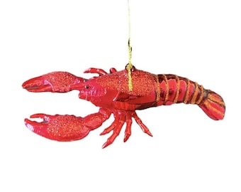 Lobster Glass Ornament Sea Food Fish Ocean Beach Diner Florida Nautical Mermaid