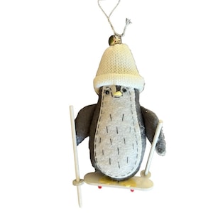 Adorno de fieltro de esquí de pingüino - Bosque Animal Bosques Montañas Nieve Santa Zoológico Pájaro