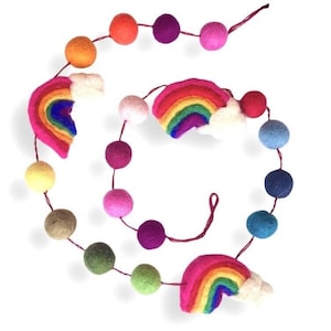Rainbows Felt Garland Ornament - Arts & Crafts Magic Garden Fairy Birthday
