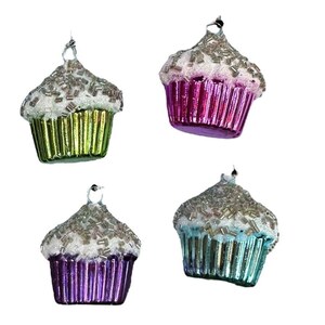 4 mini-cupcake-ornamenten - pastelkleurig kooksnoep Verjaardagscadeauverpakking Pasen