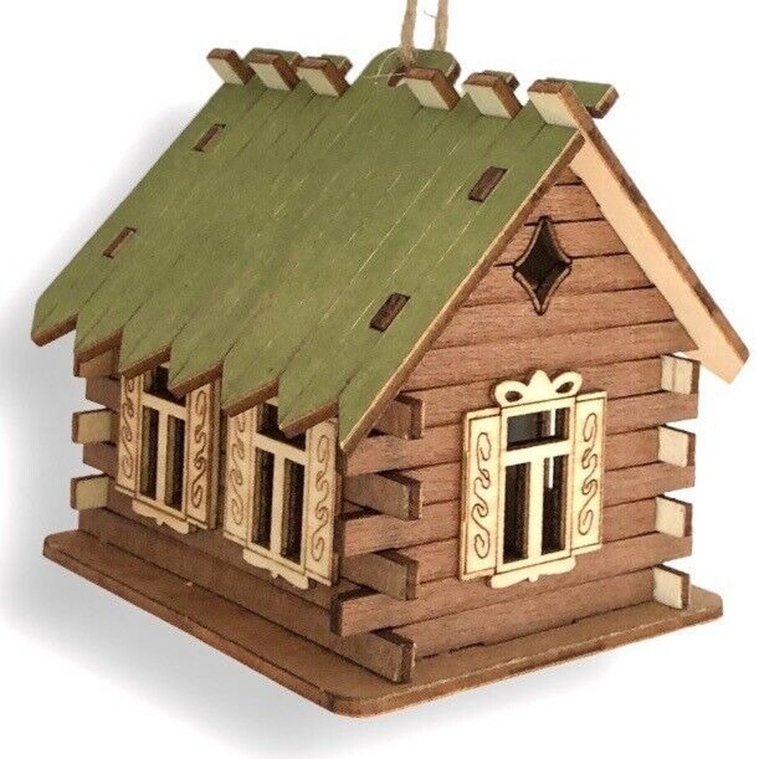 Rustic Wood House Ornament Lightweight Cabin Woods Forest Etsy