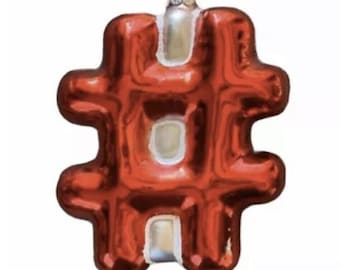 Hashtag Glass Ornament Red Millennial iPhone Instagram Facebook Twitter Emoji