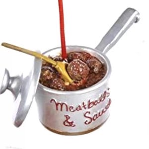 Ornamento de resina de almôndegas - Comida italiana Molho de tomate Jantar Restaurante americano retrô molho de tomate Natal Itália cozinhando macarrão mãe