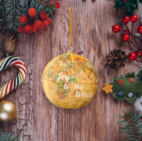 ROWE Pottery クリスマスコレクション　オーナメント　地球儀 地球儀オーナメント - 地球 アメリカ 地図 旅行 軽量 修復ハードウェア