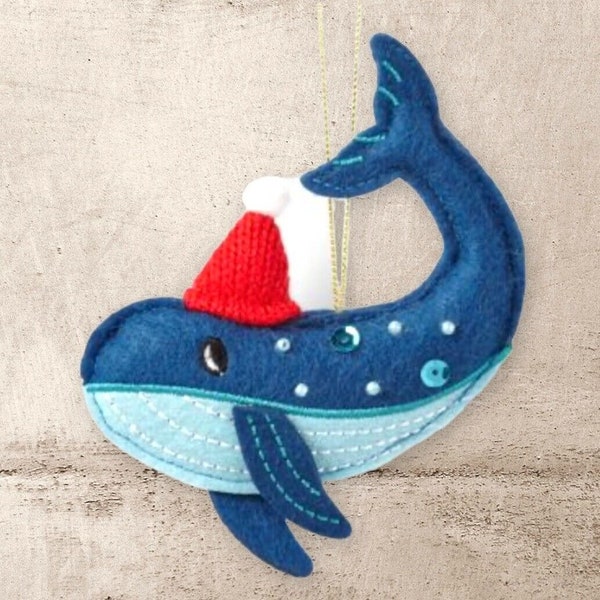 Whale Felt Ornament - Nautical Ocean Boat Fish Animal Dressed Human Fish Zoo