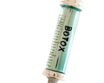 Funny Gag Gift Botox Needle Glass Ornament - Celebrity Plastic Surgery Mothers Day Face Lift Medical Dr Hollywood Barbie