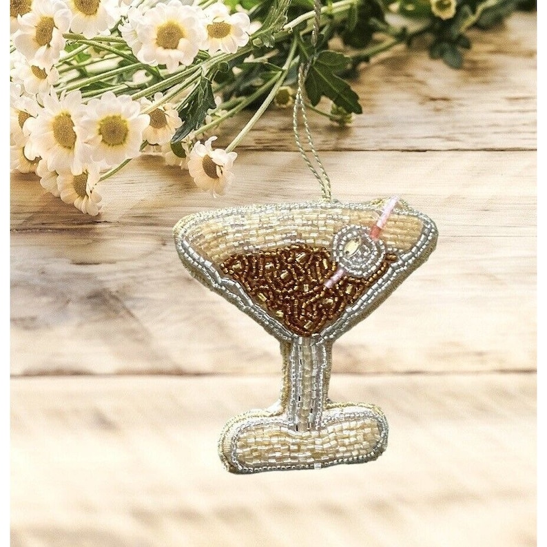 Espresso Martini Ornament Beaded Coffee Liqueur Art Deco Cocktail Italy