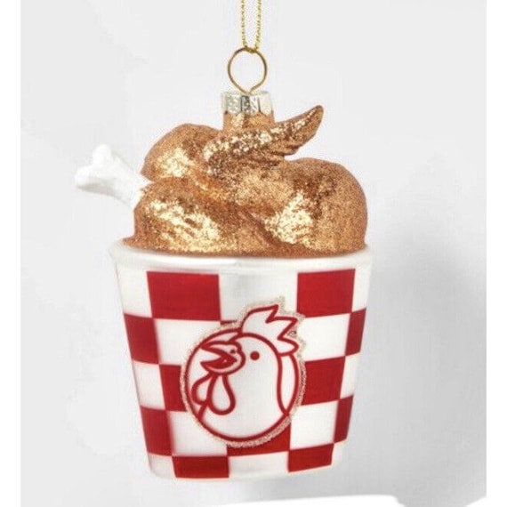 Fried Chicken Glass Ornament KFC Bucket Southern Grilled Party