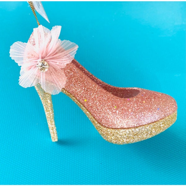 Pink High Heel Ornament • Fashion Womens Shoe Masquerade Ball Princess Rose Gold