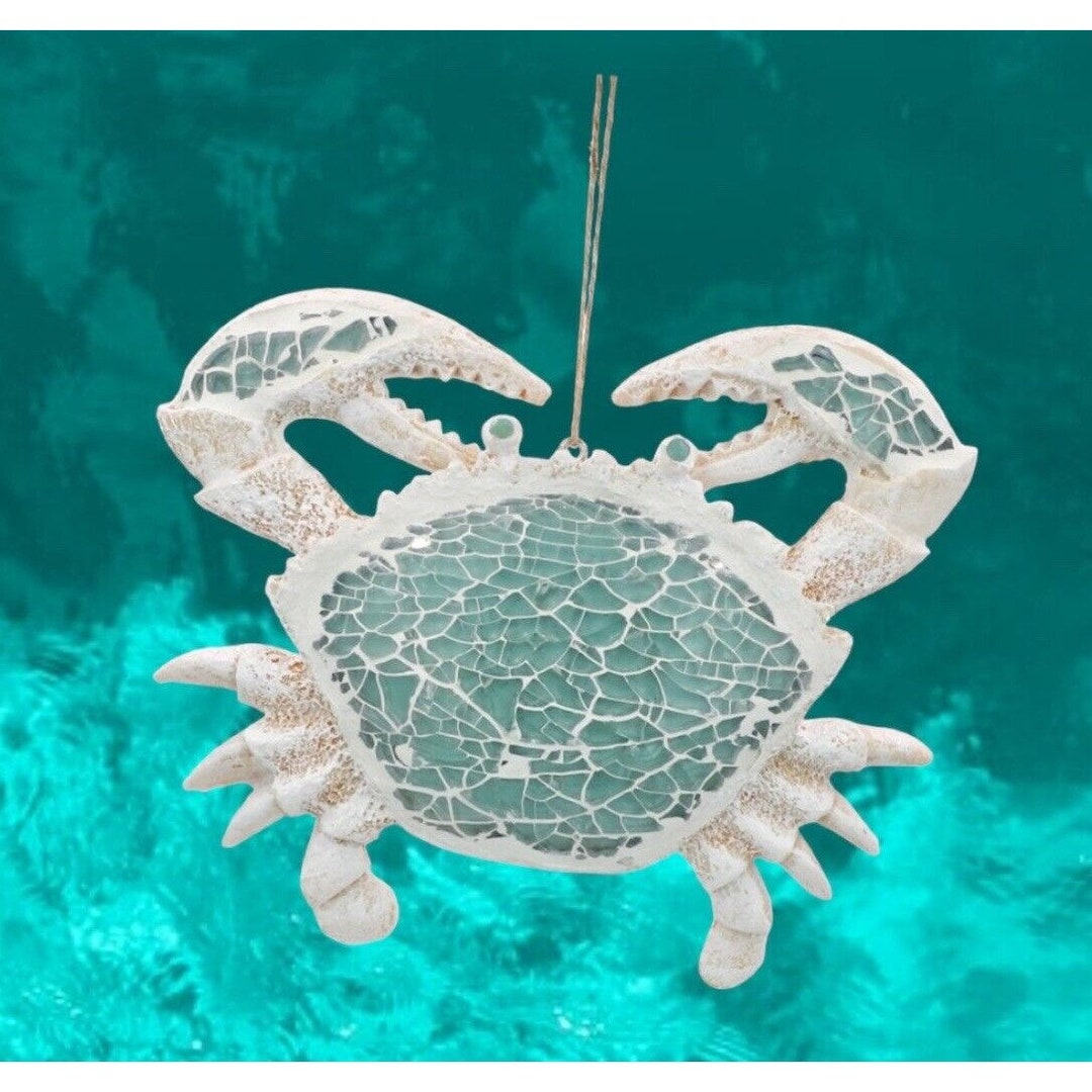 Crab Ornament Ceramic Glass Fish Ocean Nautical Beach Mermaid Island Chic Bath Etsy