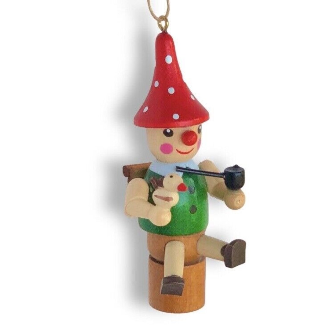 Lumberjack W/ Bird Wood Ornament Retro Vintage Old World Woodsman