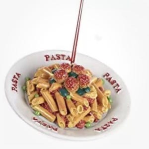 Ornamento de resina de macarrão - Almôndega Comida italiana Molho de tomate Jantar Restaurante americano Retro Molho de tomate Natal Itália Cozinhando macarrão