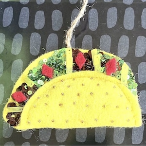 Taco Felt Ornament • Mexico Texas Spicy Mexican Food Cheese Burrito Chef