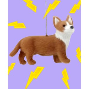 Corgi Dog Ornament - Faux Fur Animal Pet Doll Scenery Birthday Decoration Gift