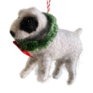 Terrier / Bulldog Dog Ornament - Felt Animal Pet Doll Scenery Birthday Decoration Gift Christmas Felted Wool Kids Toy