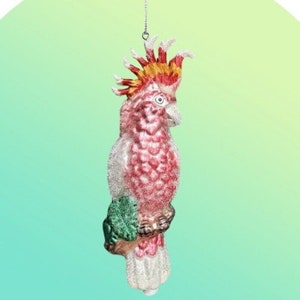 Adorno de cristal de loro - rosa Playa Isla tropical Pájaro Animal Zoo Rosa Australia Decoración navideña Regalo