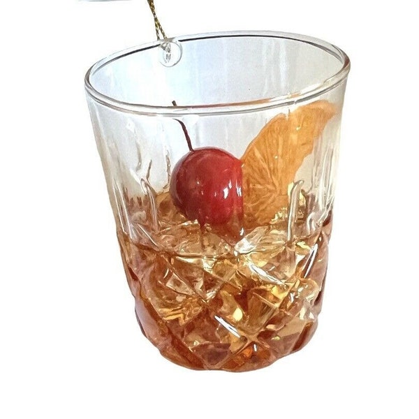 Old Fashion Bourbon Glass Ornament New Years 2022 Party Bachelor Gift Cocktail