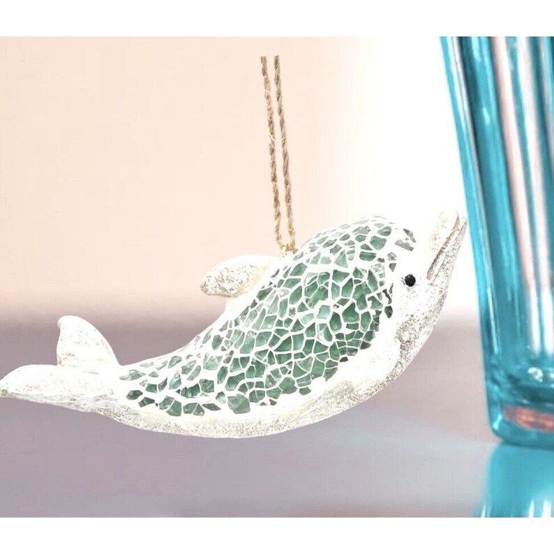 Dolphin Ornament Ceramic Glass Fish Ocean Nautical Beach Mermaid Island Chic Etsy