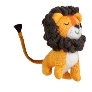 Knit Lion Ornament - Fabric Safari Animal Farm Zoo Africa Disney Doll Toy Cat