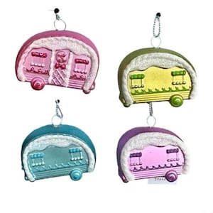 4 Mini Airstream Ornaments - Van Travel Car Holiday Pastel Retro Gift Wrapping