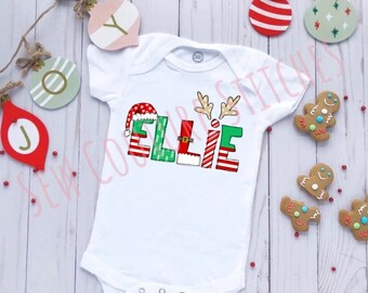 Personalized Christmas Kids Shirt - Custom Name Christmas Toddler Shirt - Cute Santa Tee - Cute Reindeer Shirt