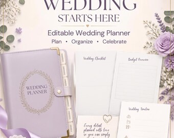 Editable Wedding Planner Bundle: Checklist, Budget, Guest List (Digital Download)