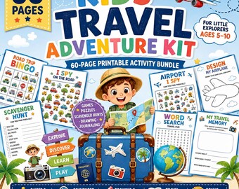 Kids Travel Adventure Kit | Printable Travel Activity Pack