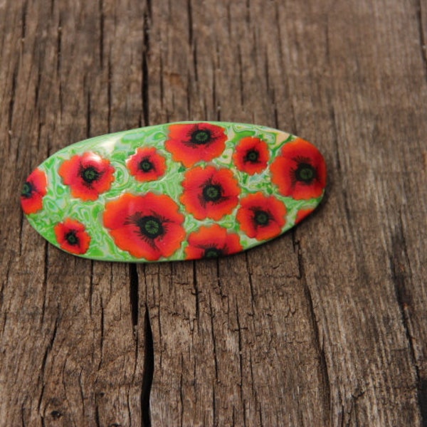 Barrette accessoire cheveux - Coquelicot