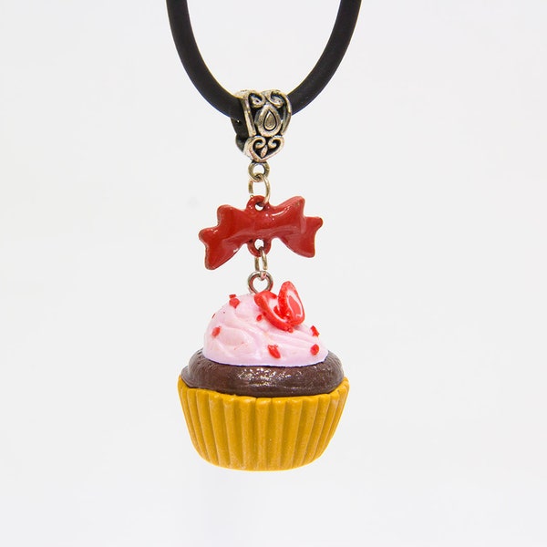 Collier - Cupcake choco-fraise