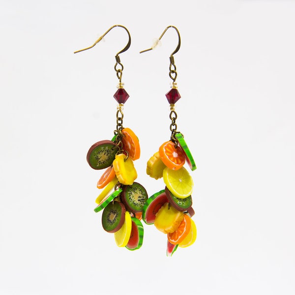 Boucles d’oreilles - Grappe de fruits perle rouge