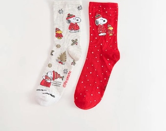 Snoopy Socks 2 Pack | Cute Cartoon Socks Gift for Her | Funny Casual Socks for Women & Teens