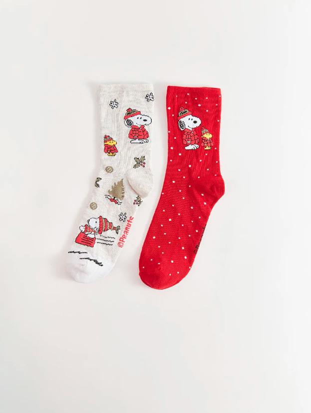 Snoopy Socks 2 Pack Cute Cartoon Socks Gift for Her Funny Casual Socks for Women & Teens