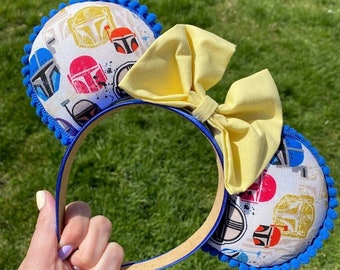 Star Wars / Mando / Fett Inspired Mouse Ears Headband with Bow | for Vacation, Birthdays, Dress Up, Cosplay, for Fun