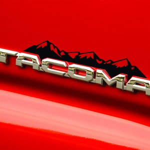 Tacoma 3rd Gen Badge Decal Sticker, Mountains Toyota Premium Cast Vinyl Decal 2016-22 (2pcs Left and Right)