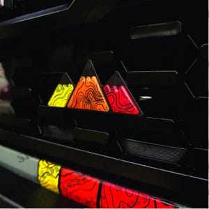 Topo Tri-color Mountains Grille Badge Emblem Fit for Toyota Tacoma 4Runner Tundra Sequoia Rav4 (where they fit is with screws)