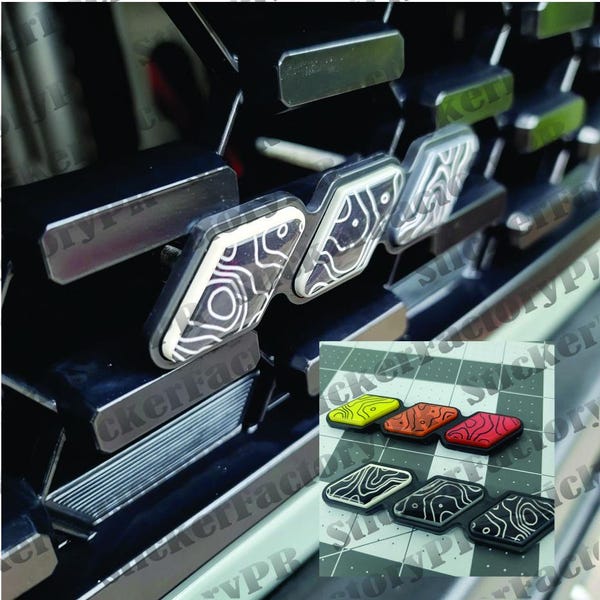 Topo Tri-color Grille Badge Emblem Fit for Toyota Tacoma 4Runner Tundra Sequoia Rav4